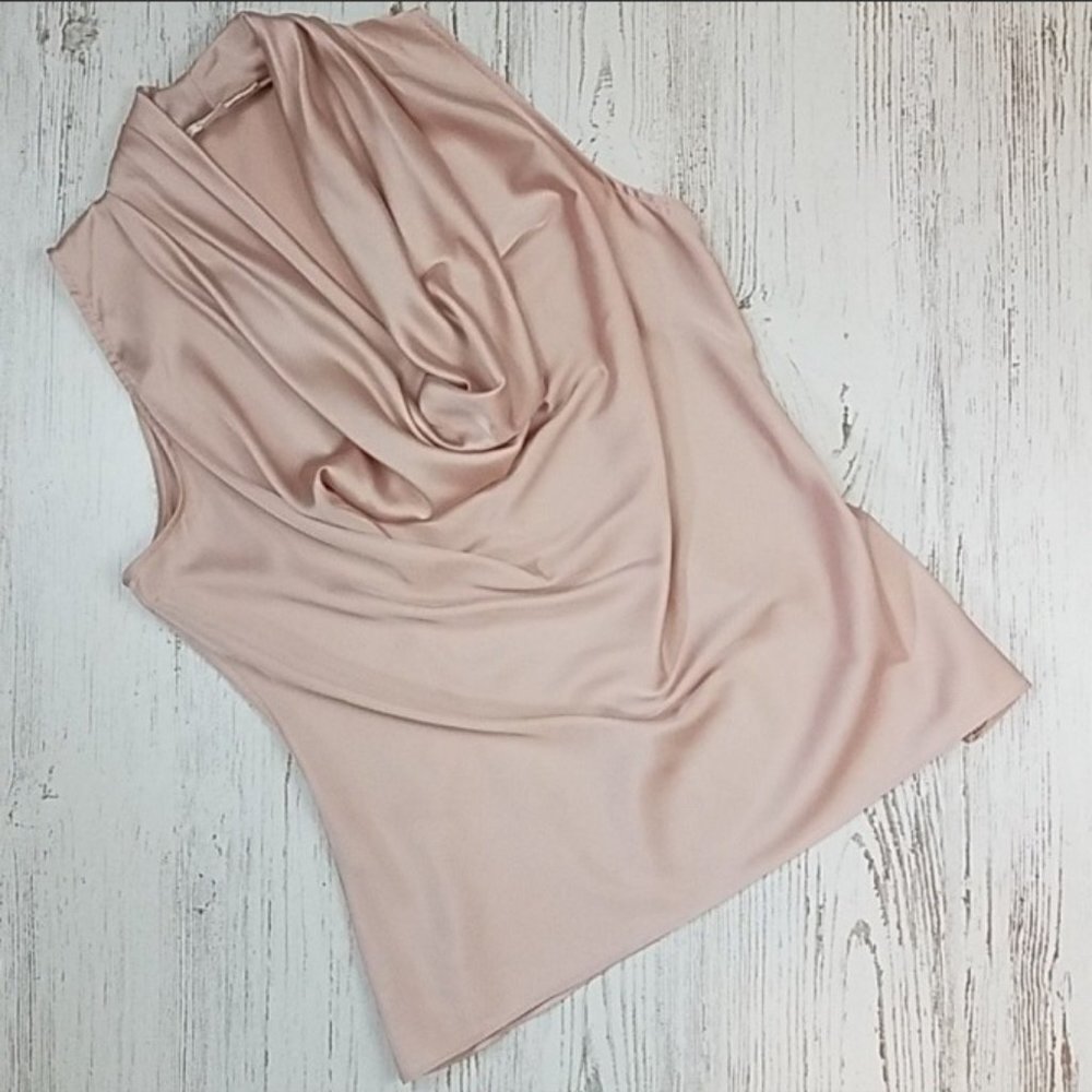 Boston Proper Silky Cowl Neck top in blush